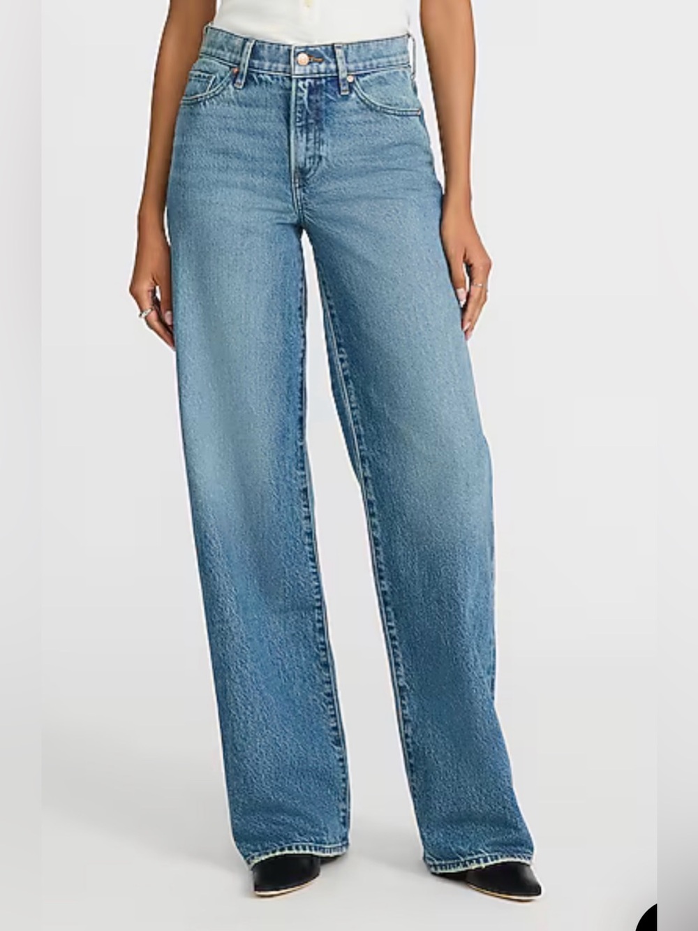 NWT Express High Waisted Light Wash 50/50 Rigid Stretch Wide Leg Palazzo Jeans -